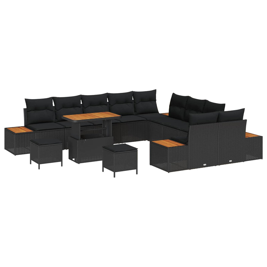 Tuinbankenset 13 pcs Zwart poly rattan