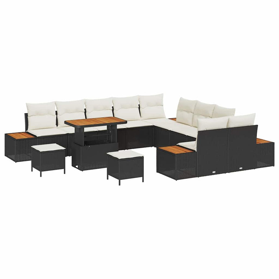 Tuinbankenset 13 pcs Zwart poly rattan