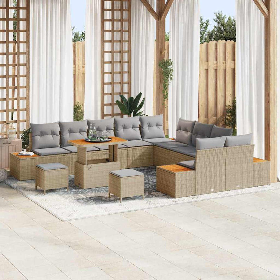 Tuinbankenset 13 pcs Beige poly rattan