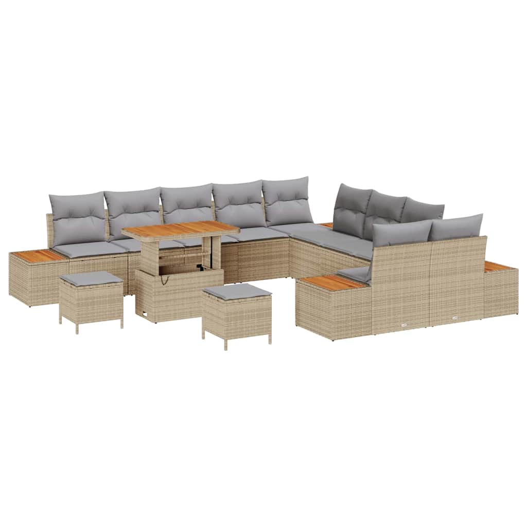 Tuinbankenset 13 pcs Beige poly rattan