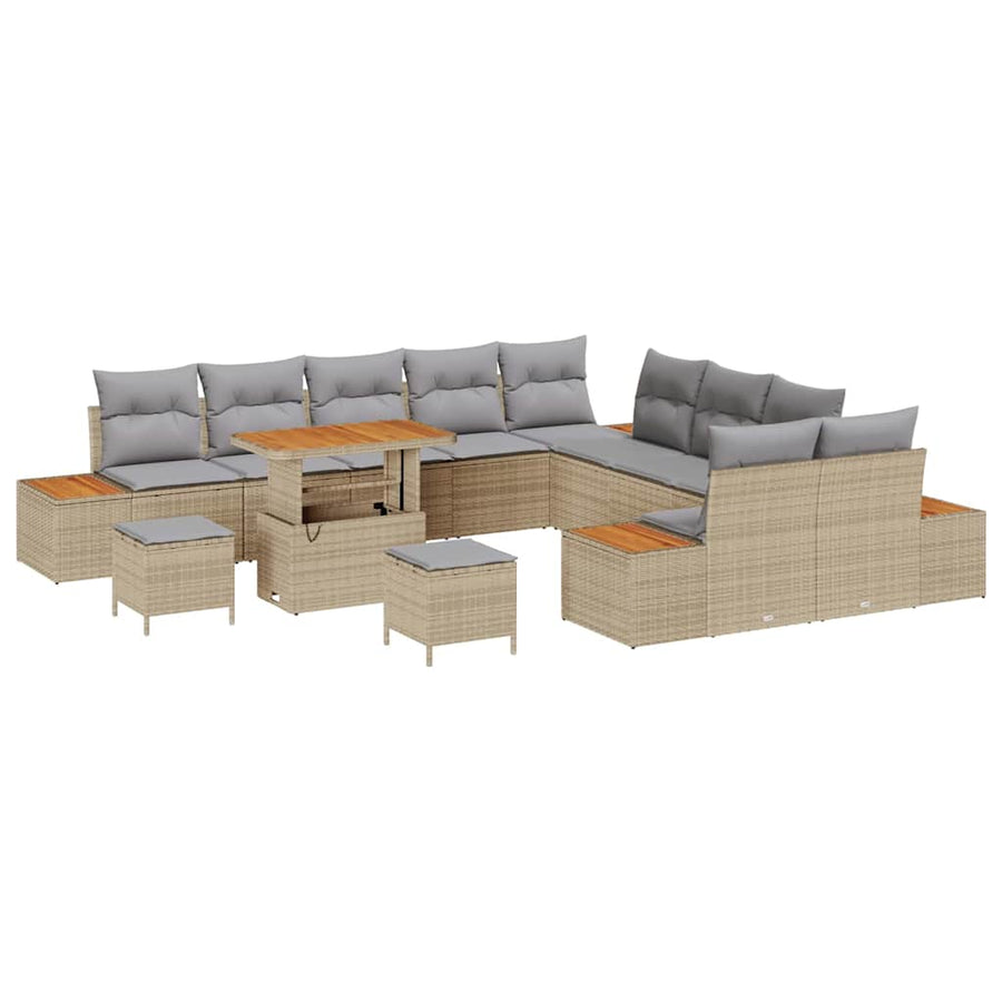 Tuinbankenset 13 pcs Beige poly rattan