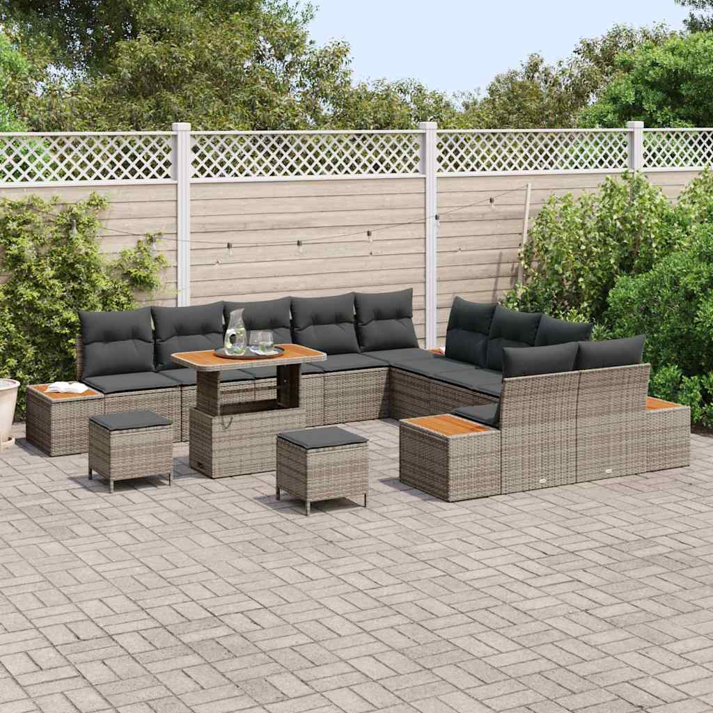 Tuinbankenset 13 pcs Grijs poly rattan
