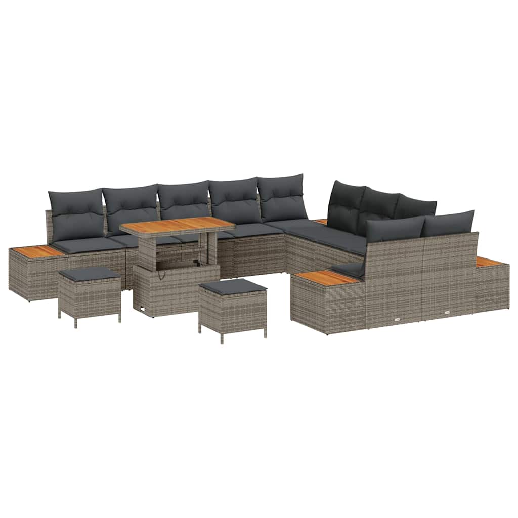 Tuinbankenset 13 pcs Grijs poly rattan