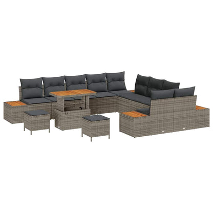 Tuinbankenset 13 pcs Grijs poly rattan