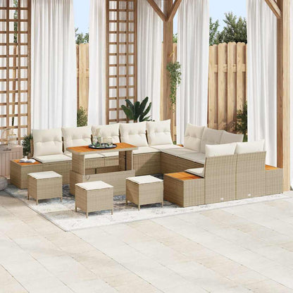 Tuinbankenset 14 pcs Beige poly rattan