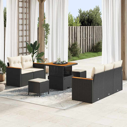 Tuinbankenset 8 pcs Zwart poly rattan