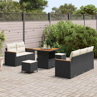 Tuinbankenset 8 pcs Zwart poly rattan