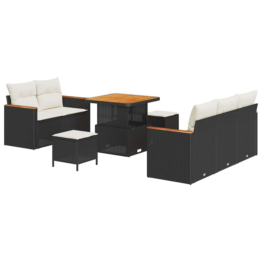 Tuinbankenset 8 pcs Zwart poly rattan