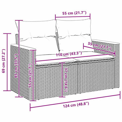 Tuinbankenset 8 pcs Zwart poly rattan