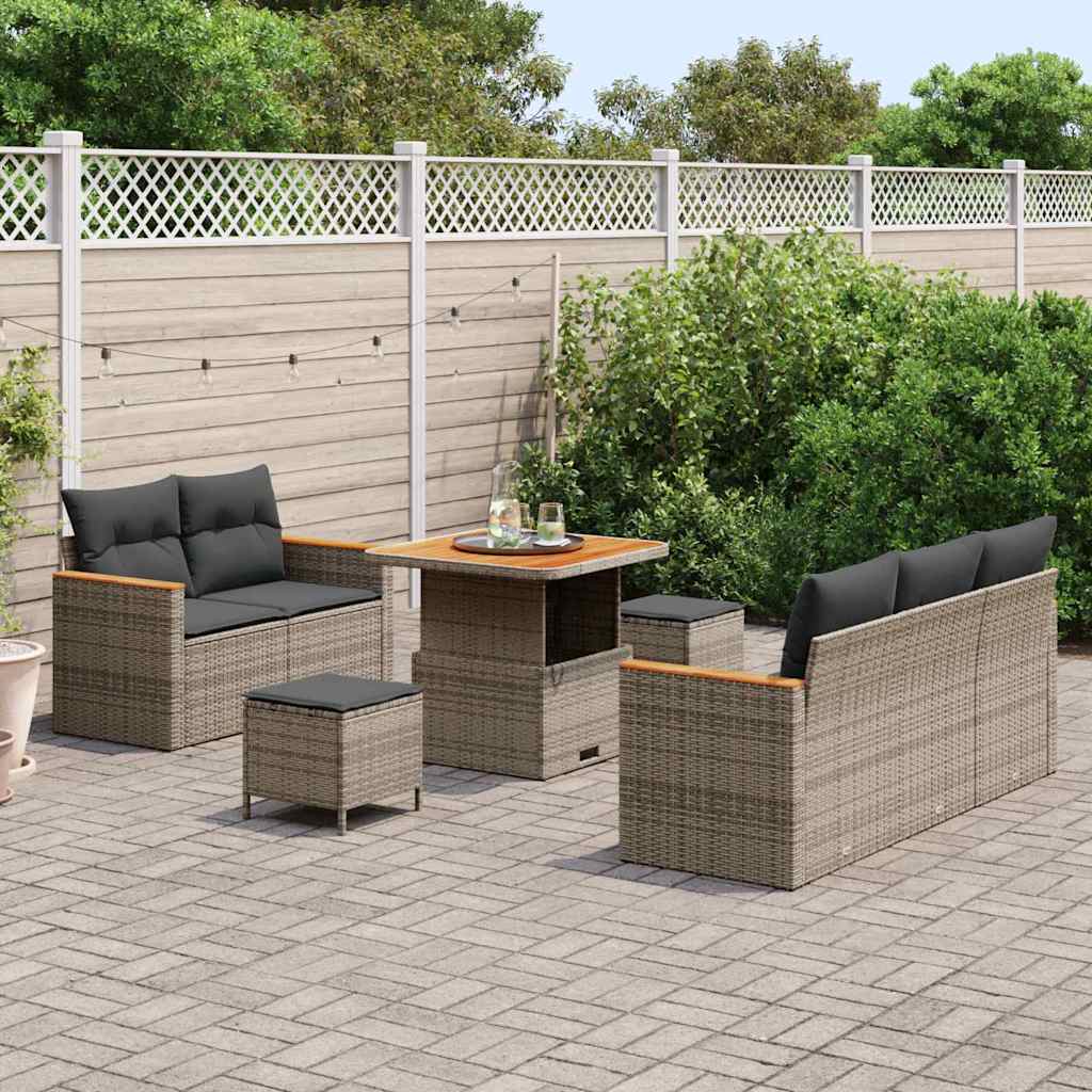 Tuinbankenset 8 pcs Grijs poly rattan