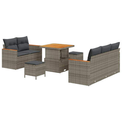 Tuinbankenset 8 pcs Grijs poly rattan