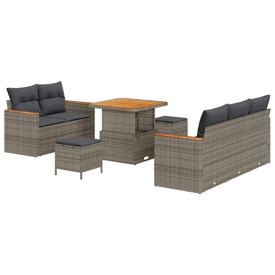 Tuinbankenset 8 pcs Grijs poly rattan