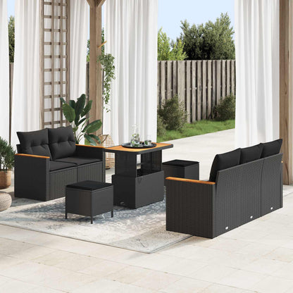 Tuinbankenset 8 pcs Zwart poly rattan