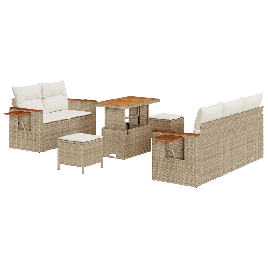 Tuinbankenset 8 pcs Beige poly rattan