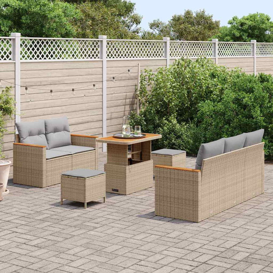 Tuinbankenset 8 pcs Beige poly rattan