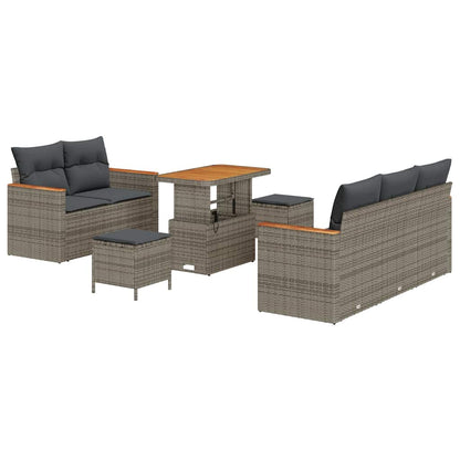 Tuinbankenset 8 pcs Grijs poly rattan