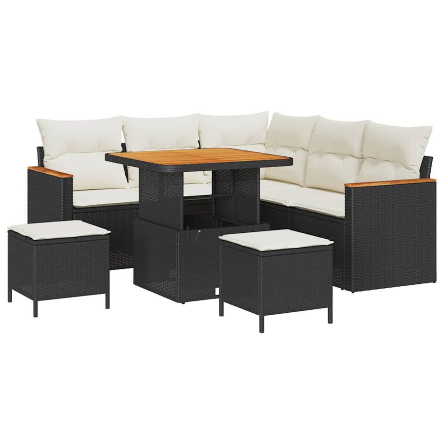Tuinbankenset 8 pcs Zwart poly rattan