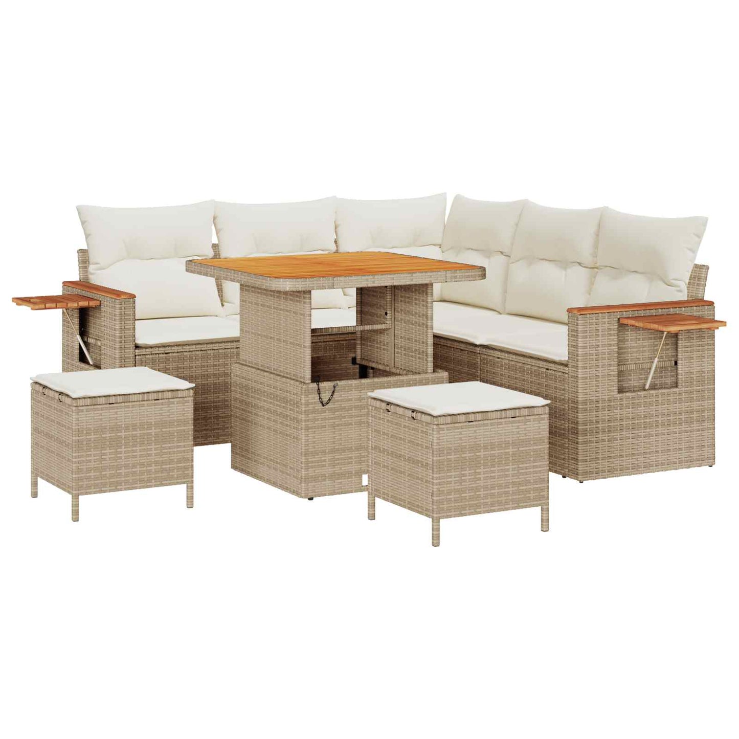 Tuinbankenset 8 pcs Beige poly rattan