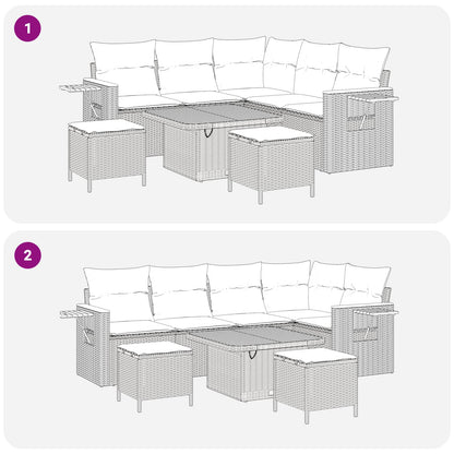 Tuinbankenset 8 pcs Beige poly rattan