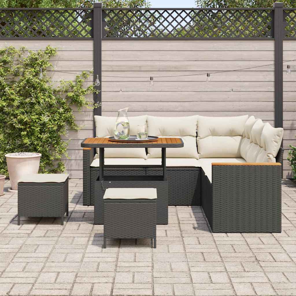 Tuinbankenset 8 pcs Zwart poly rattan