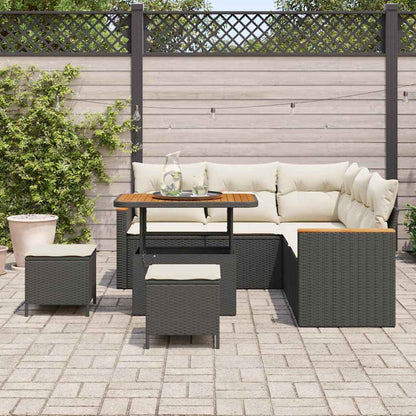 Tuinbankenset 8 pcs Zwart poly rattan