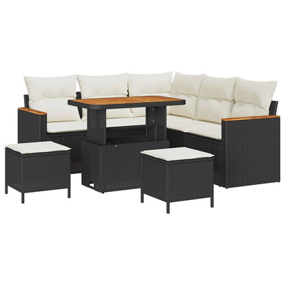 Tuinbankenset 8 pcs Zwart poly rattan