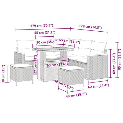 Tuinbankenset 8 pcs Zwart poly rattan