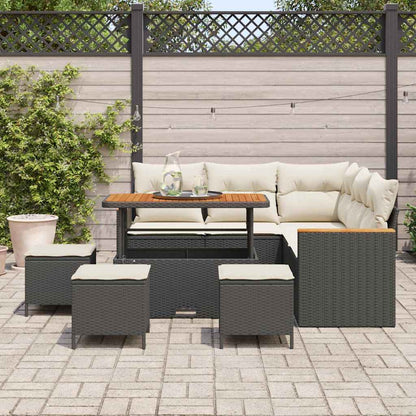 Tuinbankenset 9 pcs Zwart poly rattan