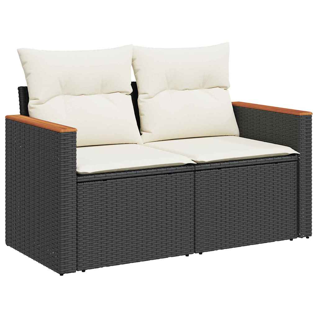 Tuinbankenset 9 pcs Zwart poly rattan