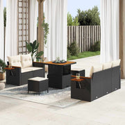 Tuinbankenset 8-delig poly rattan zwart crème