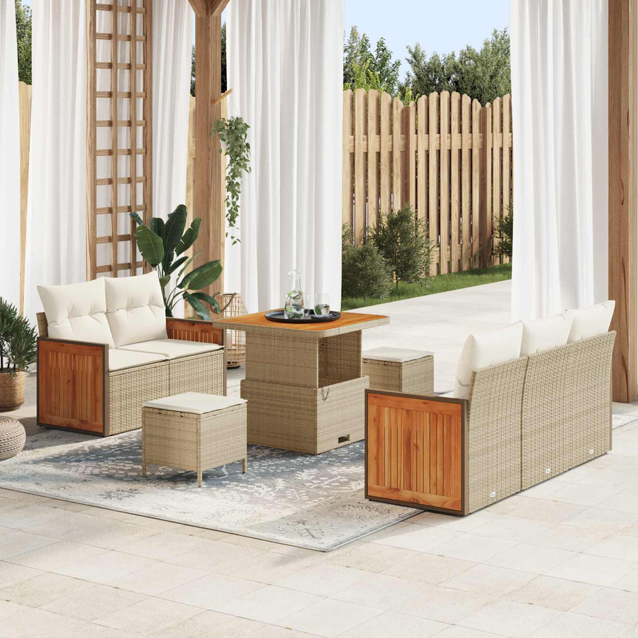 Tuinbankenset met kussen 8 pcs Beige en Crème