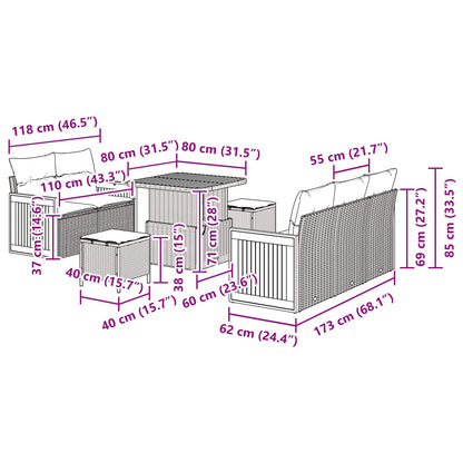 Tuinbankenset met kussen 8 pcs Beige en Crème