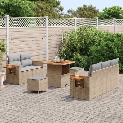 Tuinbankenset met kussen 8 pcs Beige en Licht Grijs