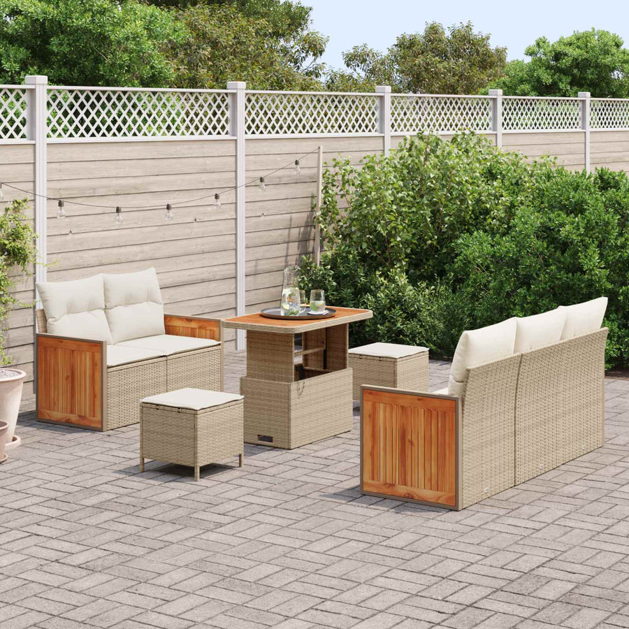 Tuinbankenset met kussen 8 pcs Beige en Crème