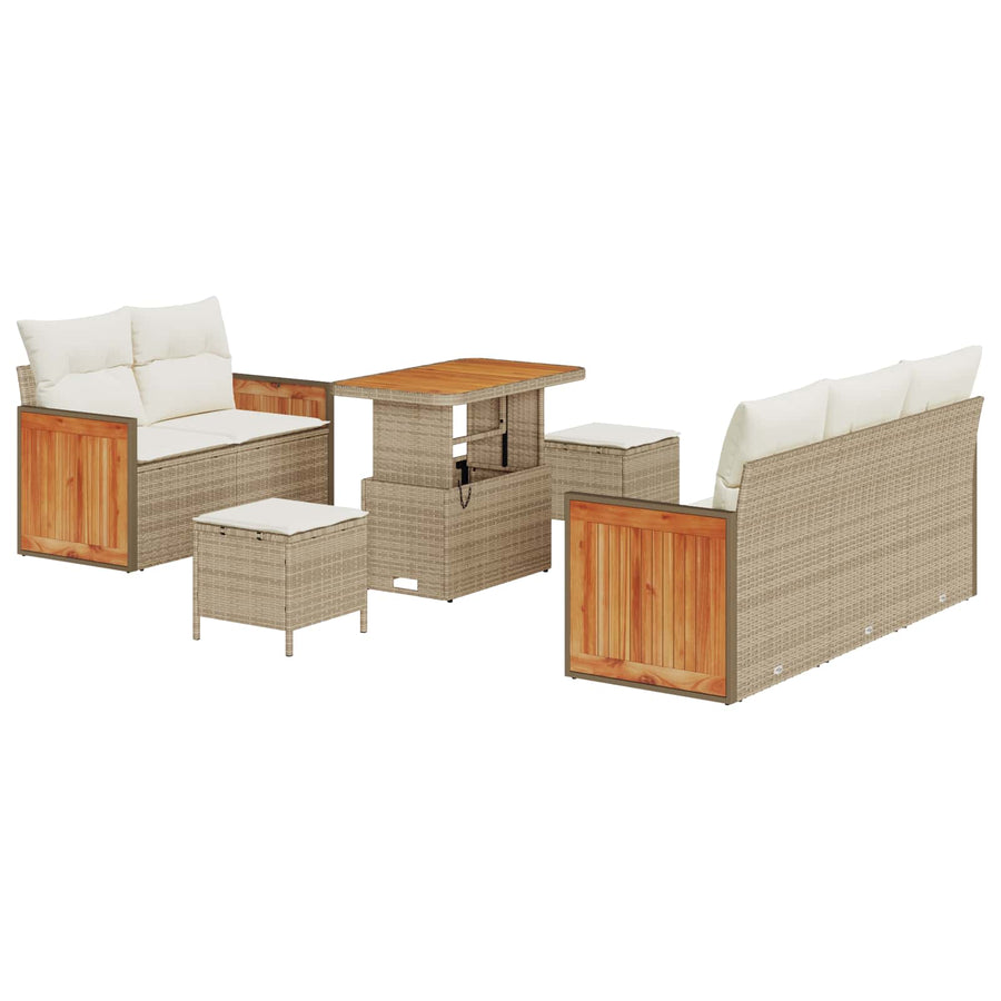 Tuinbankenset met kussen 8 pcs Beige en Crème