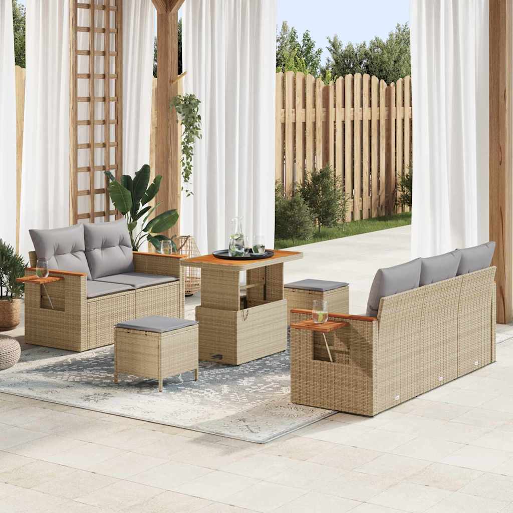 Tuinbankenset met kussen 8 pcs Beige en Licht Grijs