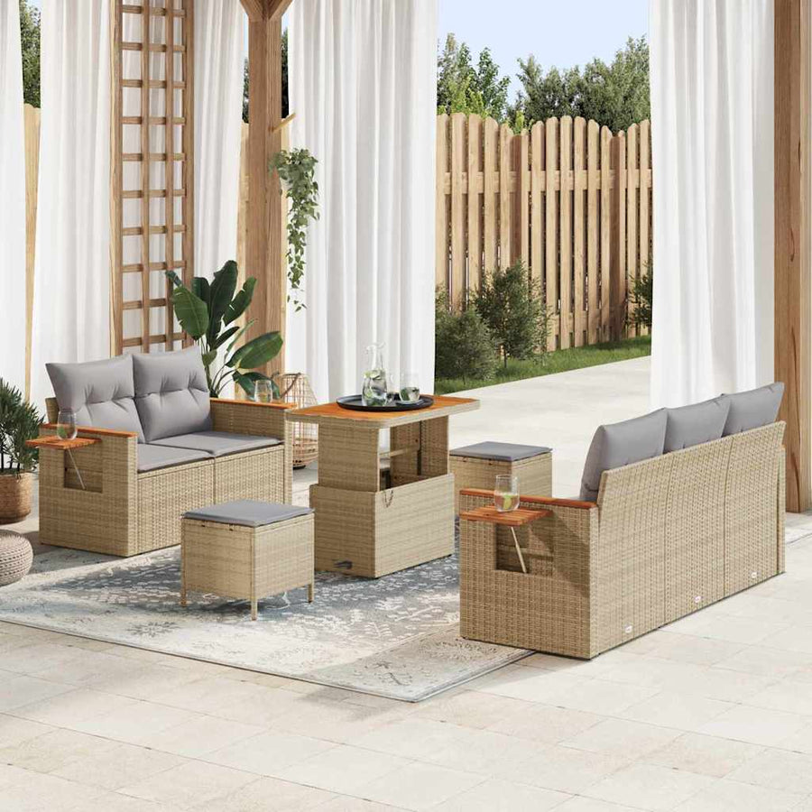 Tuinbankenset met kussen 8 pcs Beige en Licht Grijs
