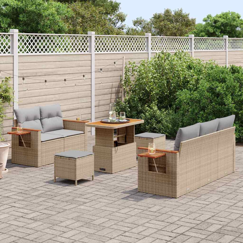 Tuinbankenset met kussen 8 pcs Beige en Licht Grijs