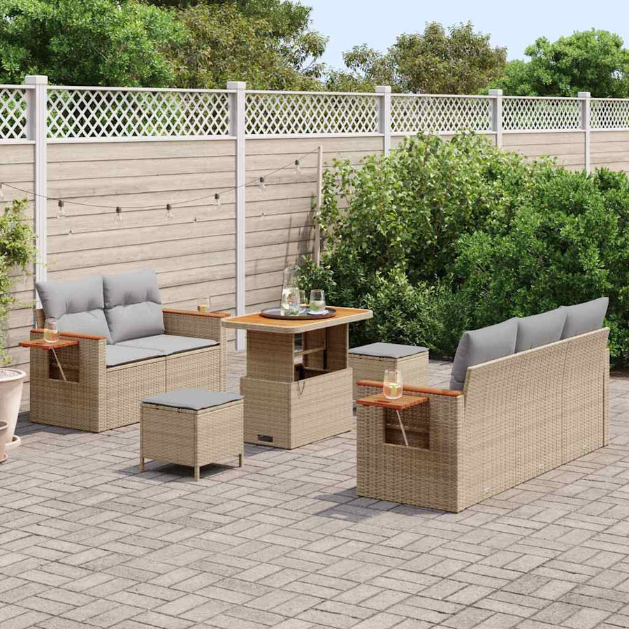 Tuinbankenset met kussen 8 pcs Beige en Licht Grijs