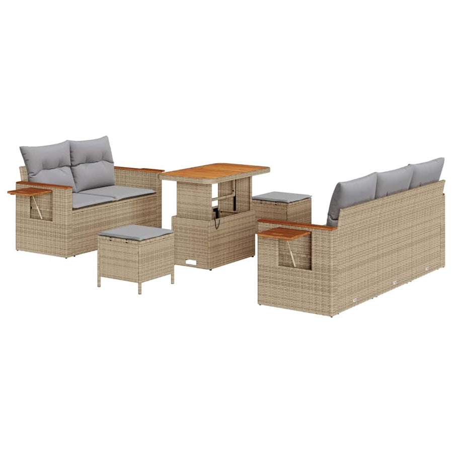 Tuinbankenset met kussen 8 pcs Beige en Licht Grijs