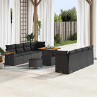 Tuin loungebank set poly rattan zwart