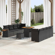 Tuin loungebank set poly rattan zwart