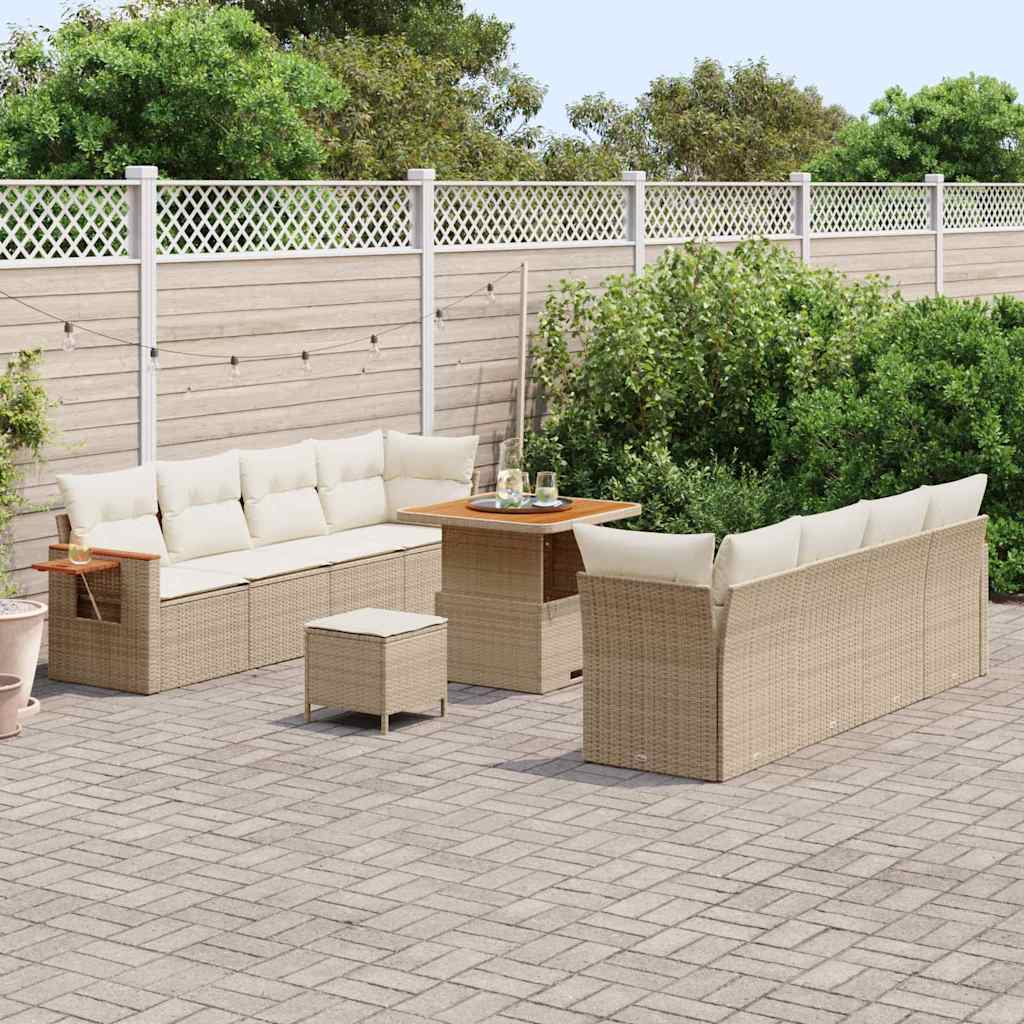 Tuinbankenset met kussen 11 pcs Beige en Crème