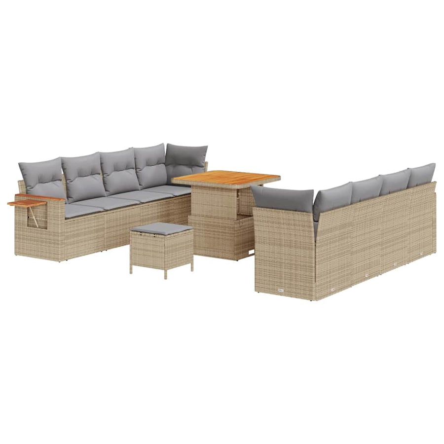 Tuinbankenset met kussen 11 pcs Beige en Licht Grijs
