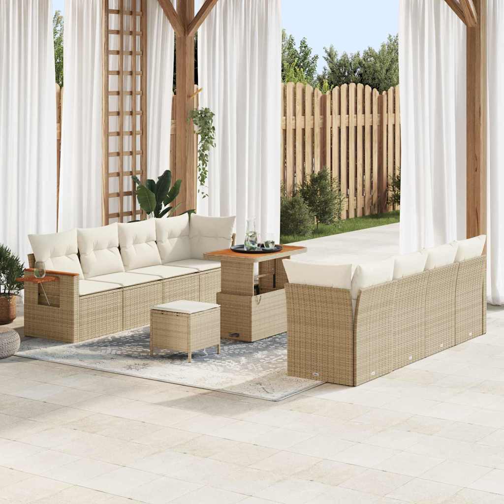 Tuinbankenset met kussen 11 pcs Beige en Crème