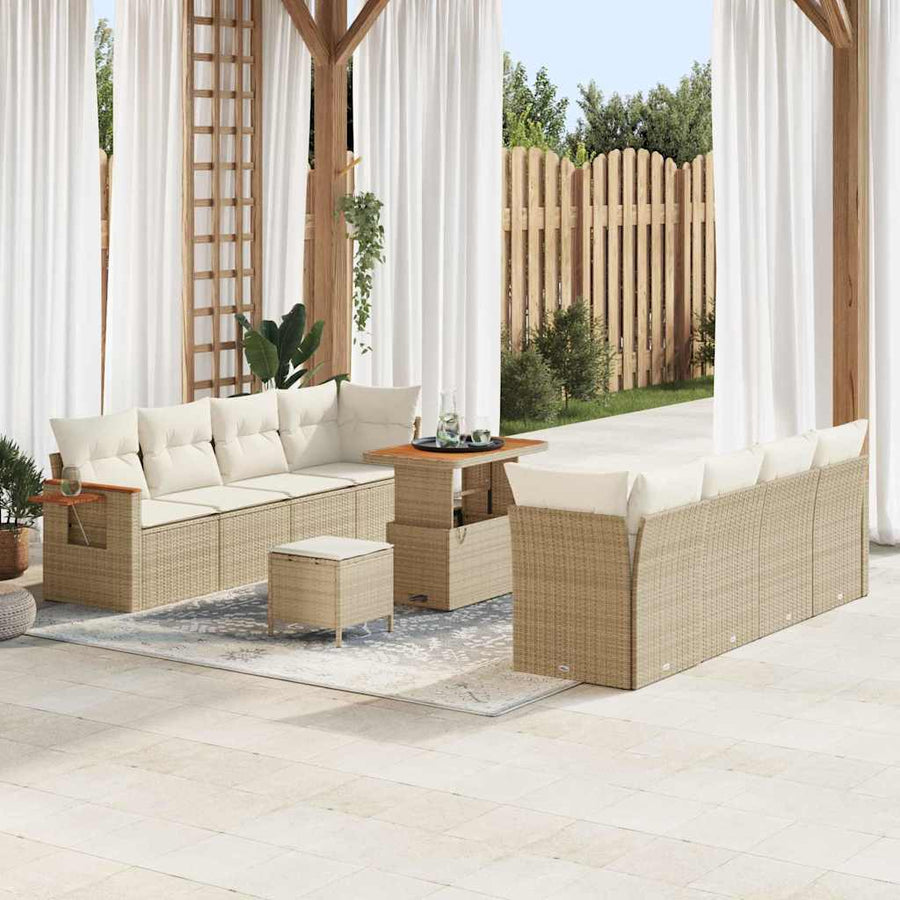 Tuinbankenset met kussen 11 pcs Beige en Crème