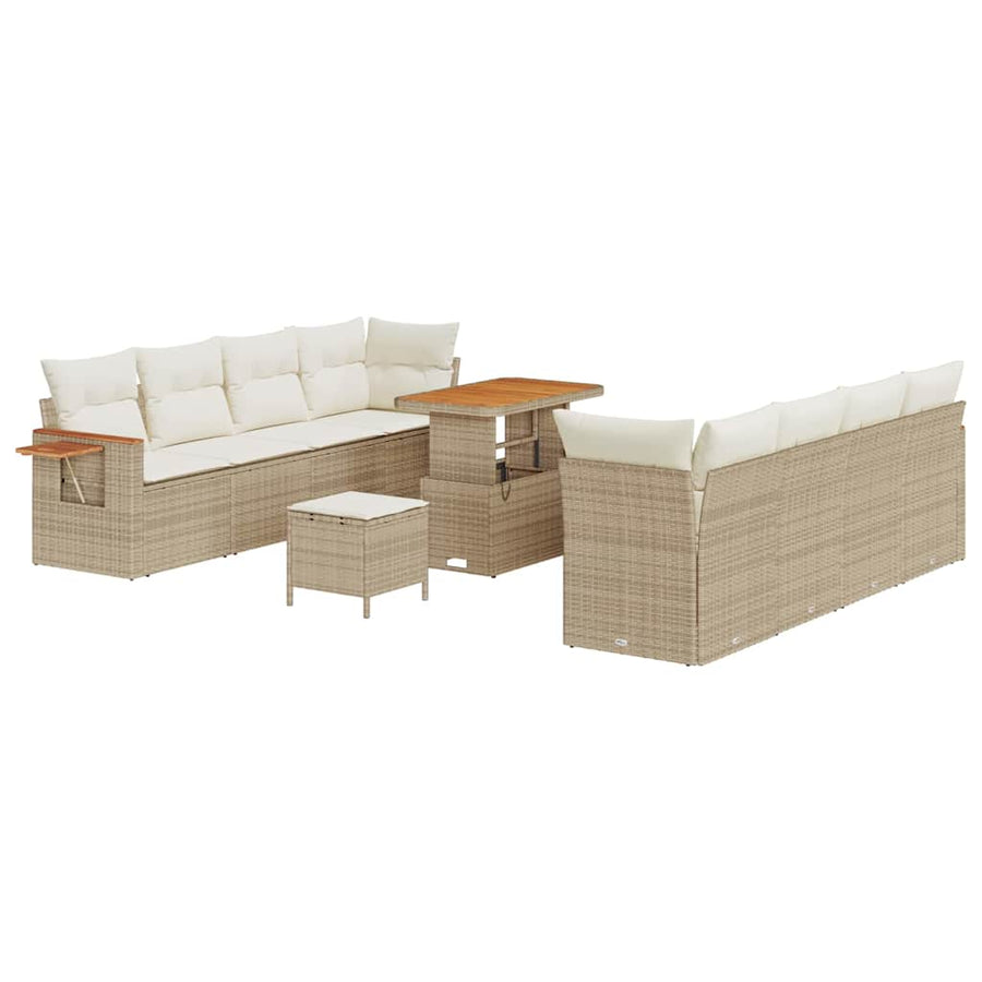 Tuinbankenset met kussen 11 pcs Beige en Crème