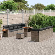 Tuinbankenset poly rattan grijs