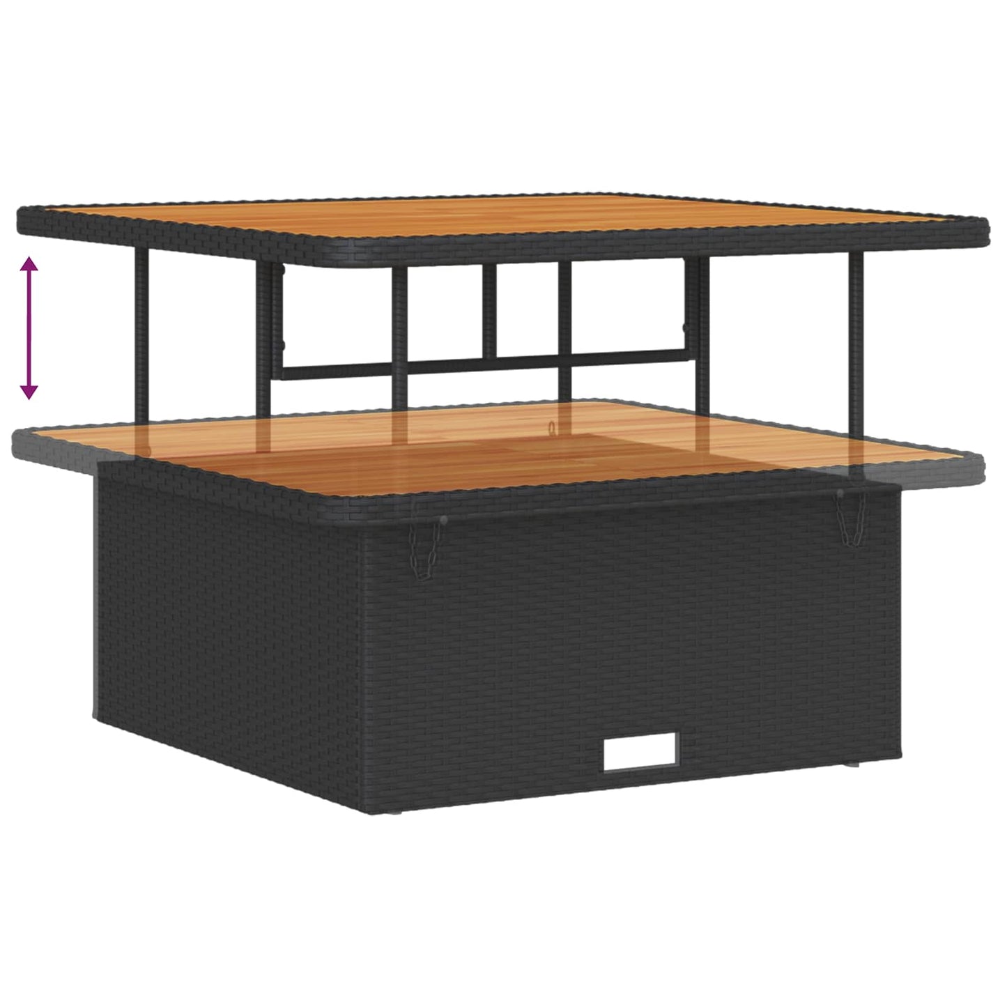 Tuinbankenset 11 pcs Zwart Poly rattan en gepoedercoat staal