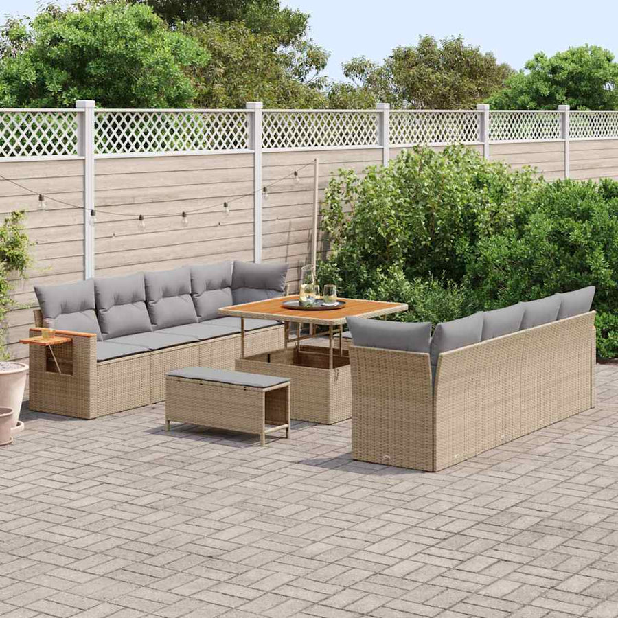 Tuinbankenset met kussen 11 pcs Beige en Licht Grijs